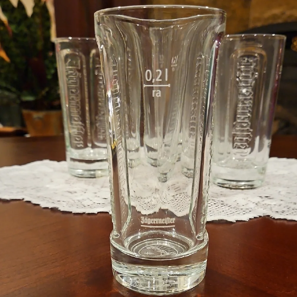 Vintage Jägermeister 0.2L Embossed Highball Glasses - Set of 2 Rastal Barware